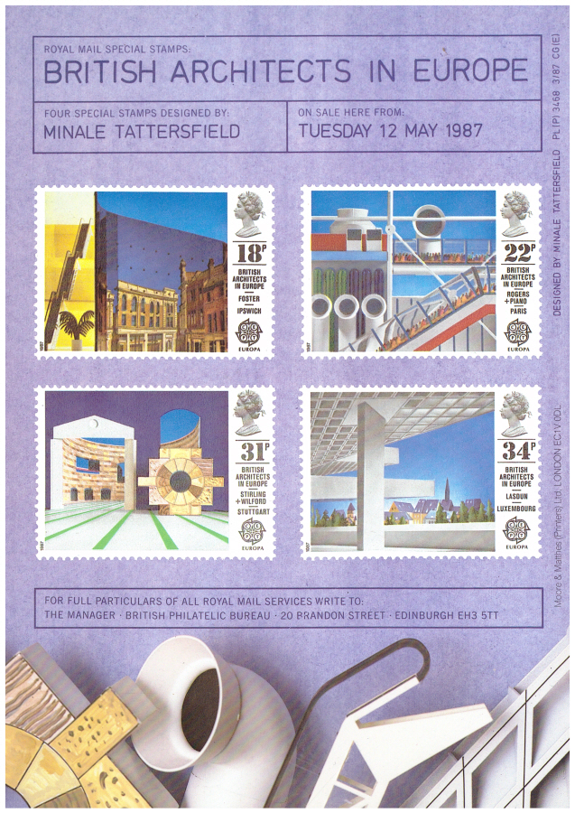 (image for) 1987 British Architects In Europe Post Office A4 poster. PL(P) 3468 3/87 CG(E).